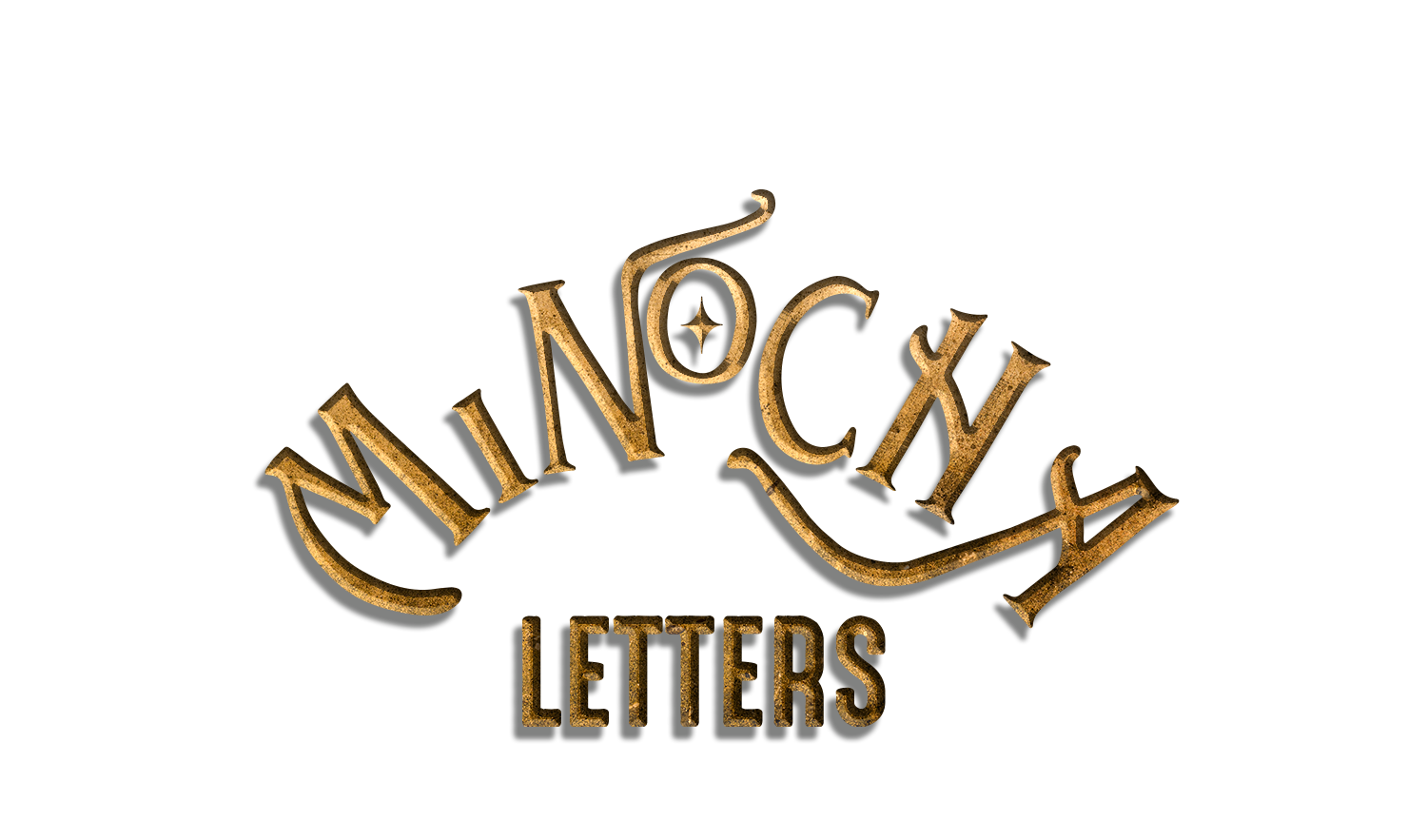 Photo du logo Minocha Letters gravé en laiton, style vintage et steampunk