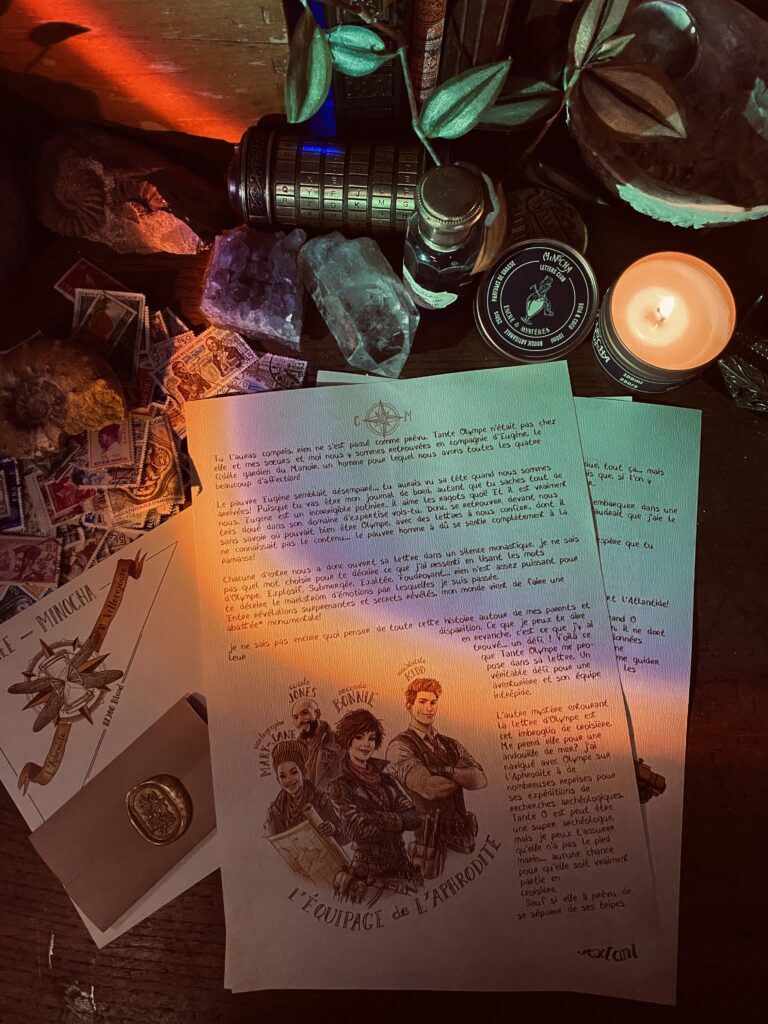 Photo de la lettre zéro de Circée avec enveloppe vintage et illustrations steampunk – Minocha Letters