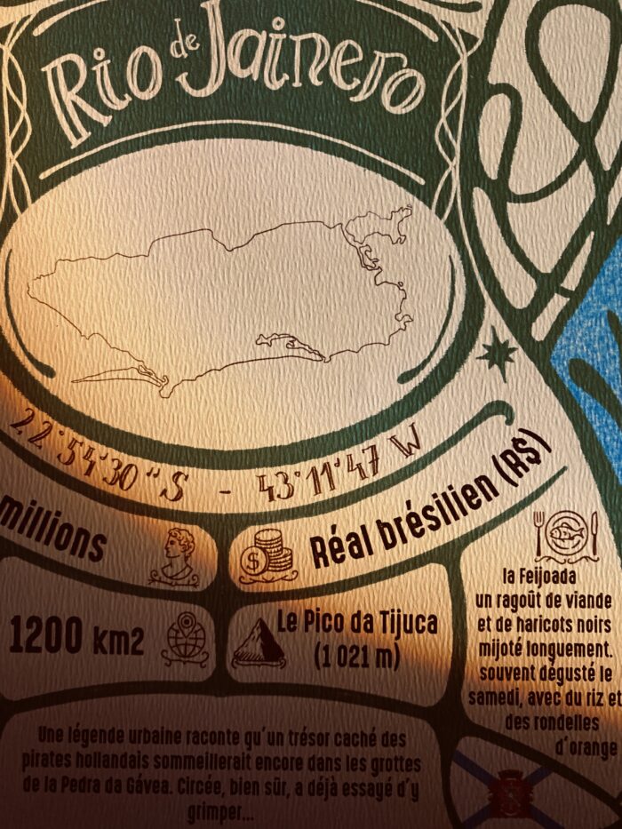 Zoom sur le poster vintage de Rio de Janeiro, style steampunk et lumineux, collection Minocha Letters